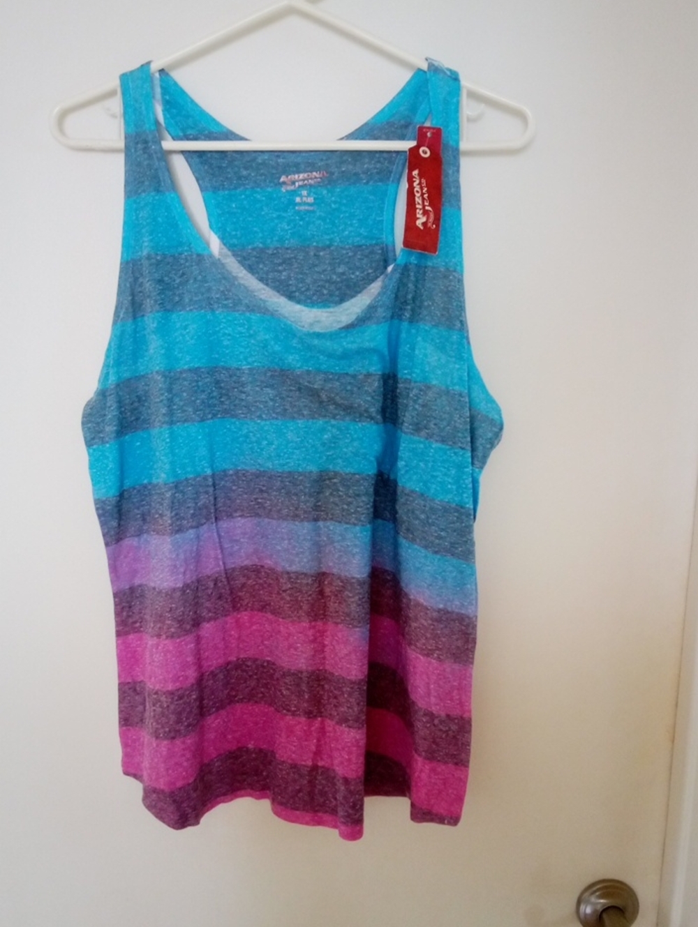 Arizona Jean Company Striped Ombre Tank Top - Turquoise & Pink